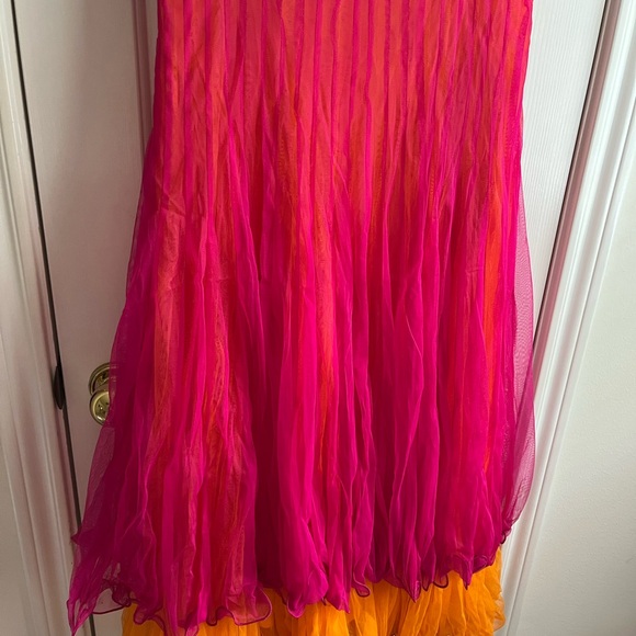 Ethnic Indian Wear Bollywood pink and orange net dress Size M - Picture 5 of 9